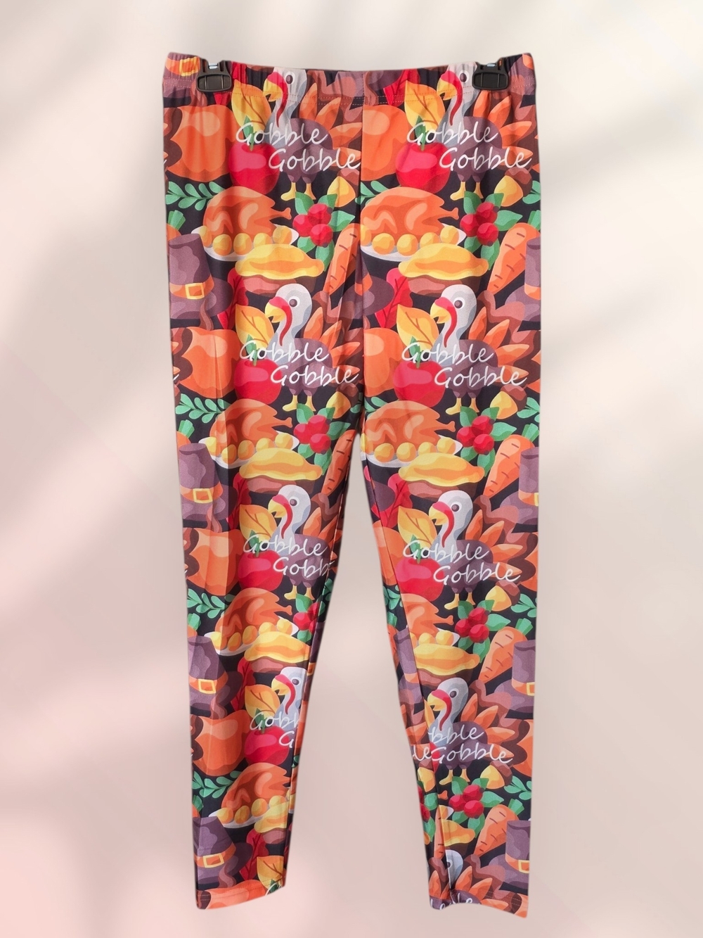 Thanksgiving Gobble Print Leggings - Multicolor